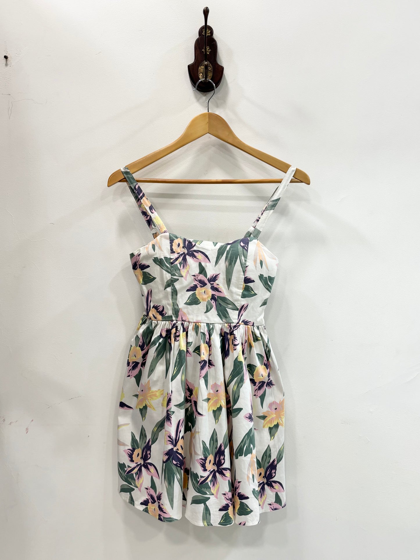 White floral fit-flare dress
