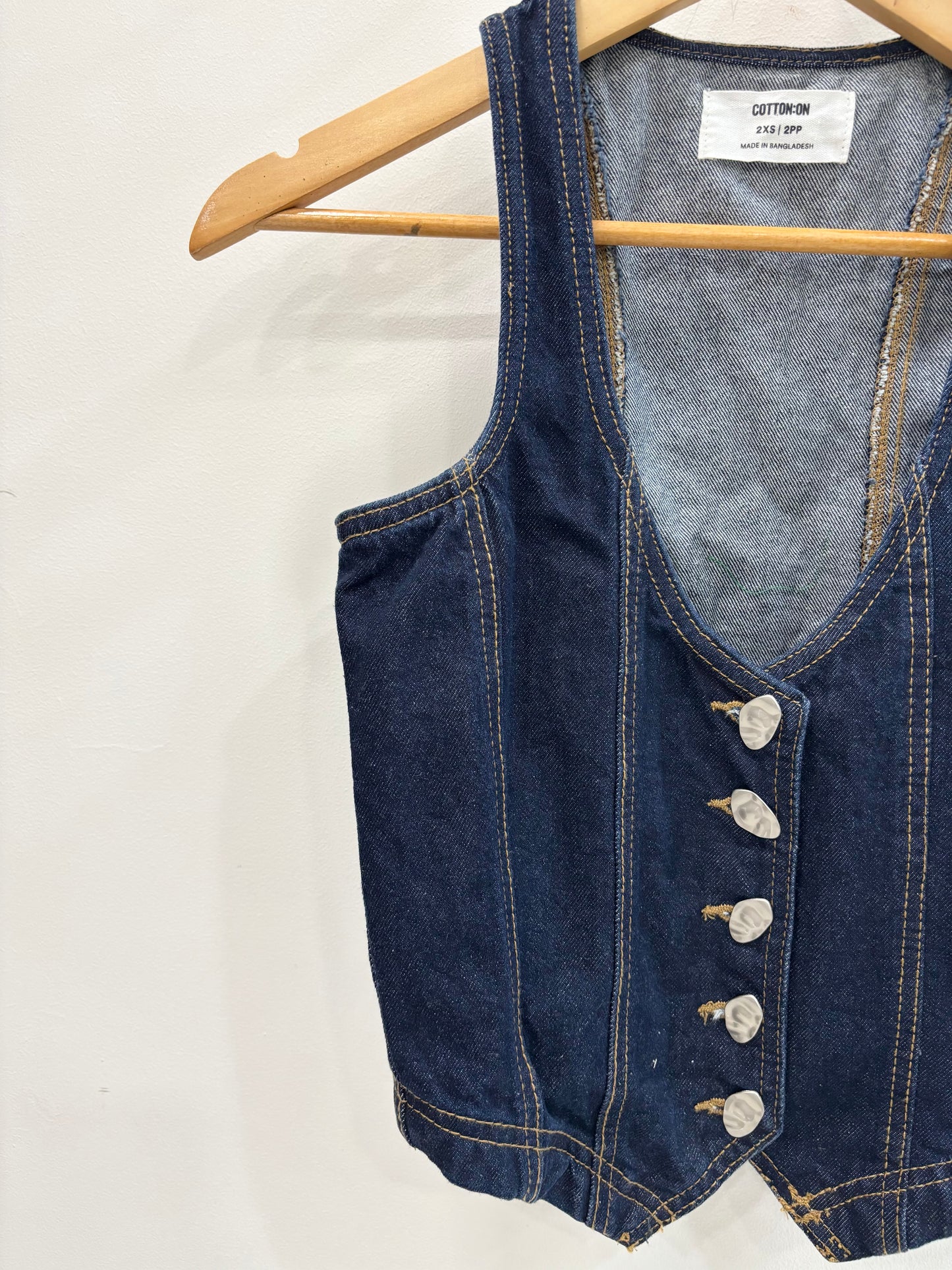 Vintage denim low v-neck vest