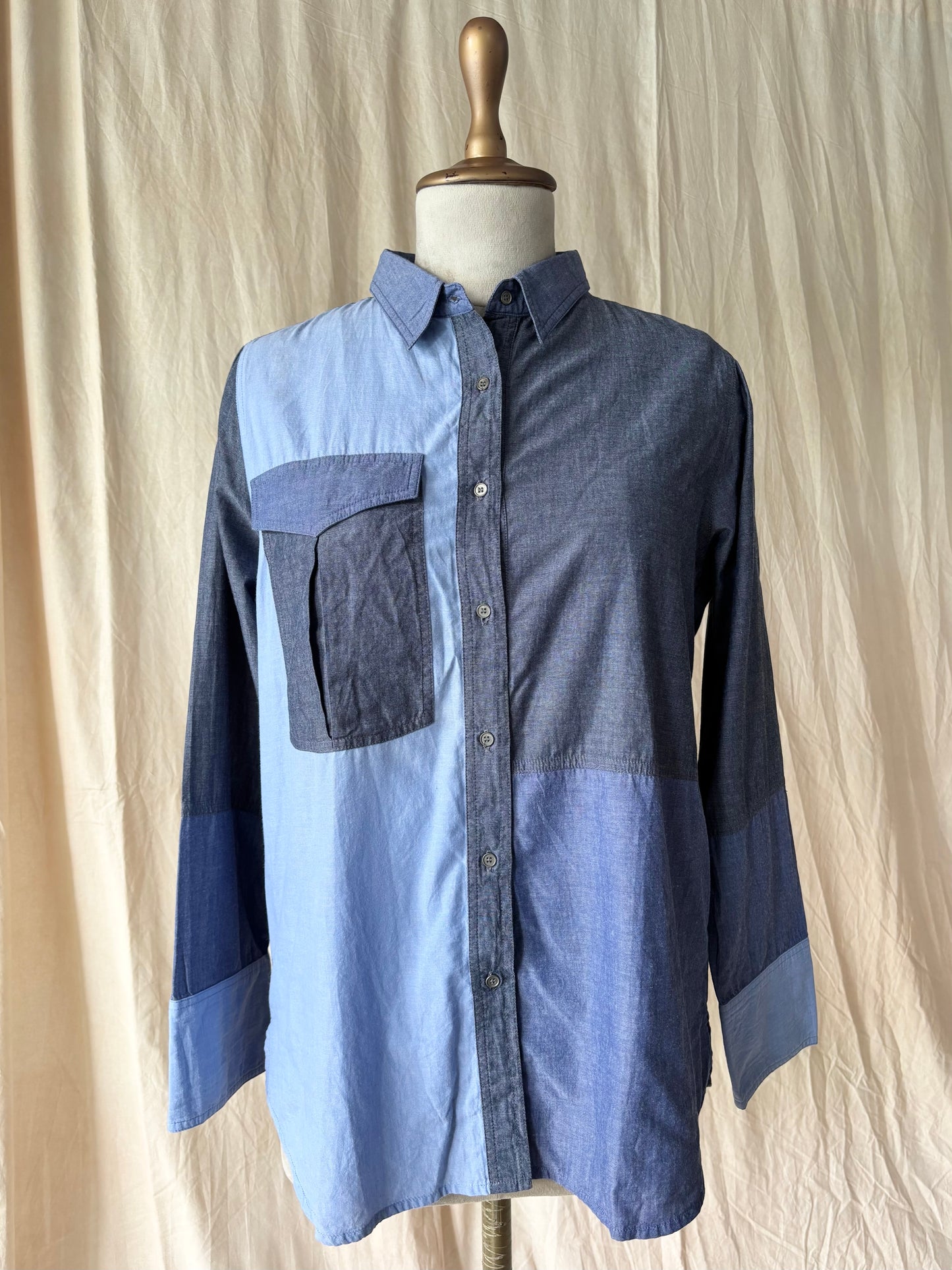 Patched denim shirt