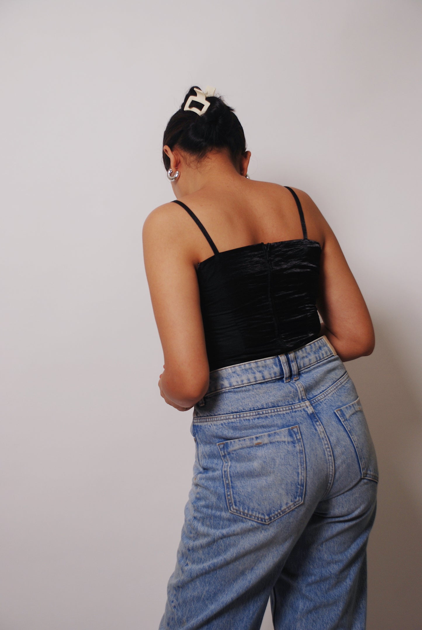 Metallic black cropped top