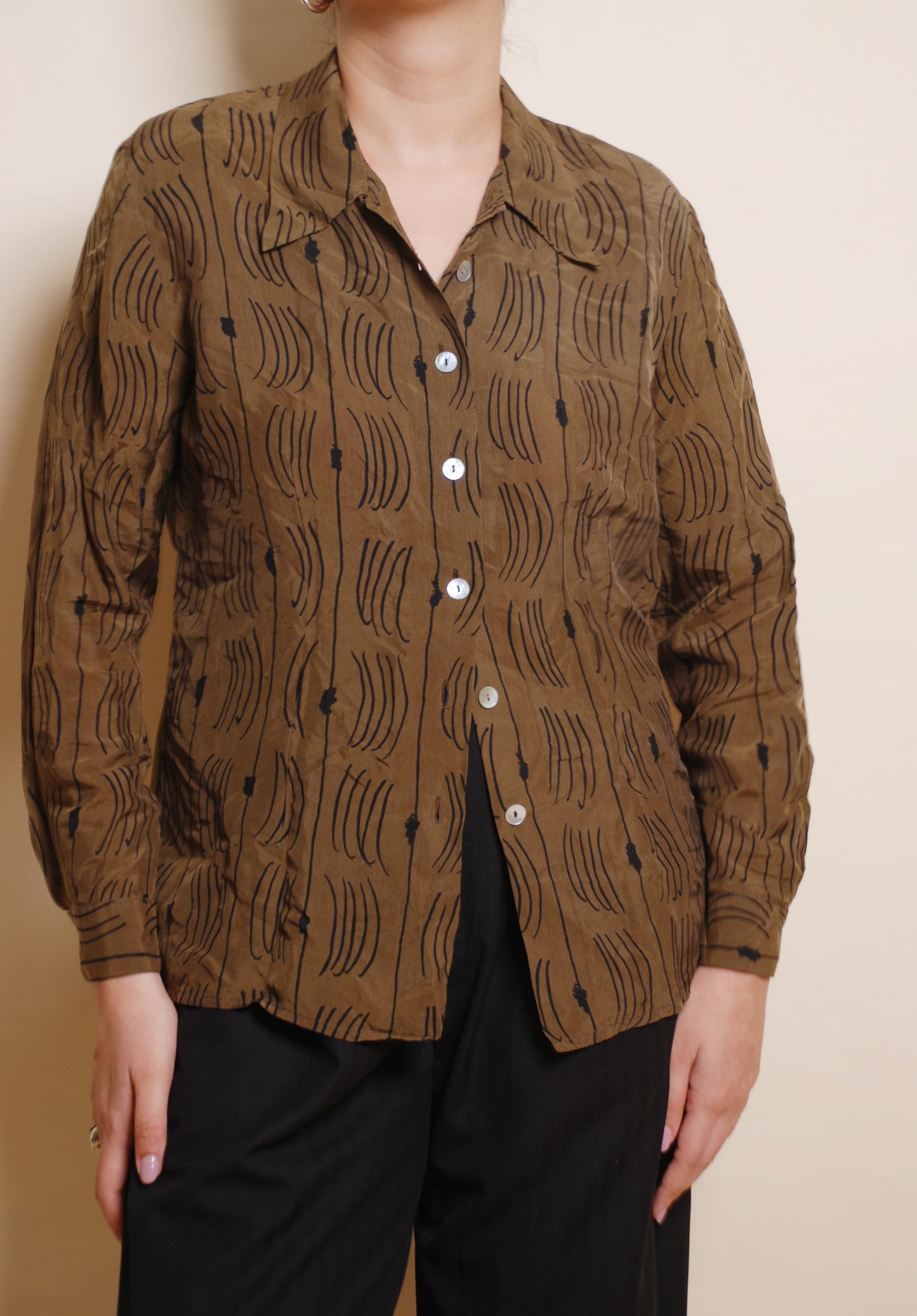 Dark brown printed full sleeve shirt