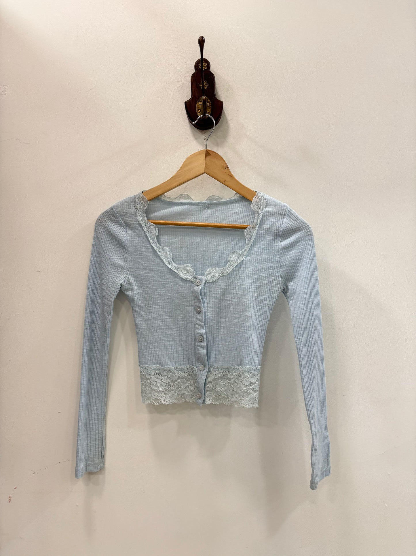 Powder blue laced top