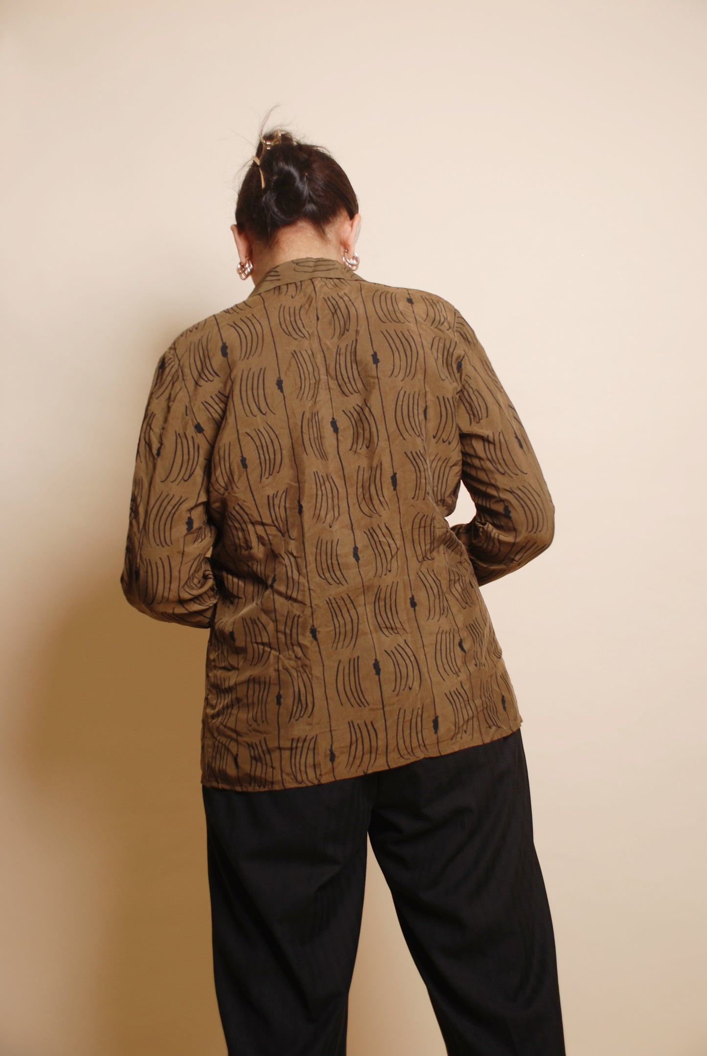 Dark brown printed full sleeve shirt
