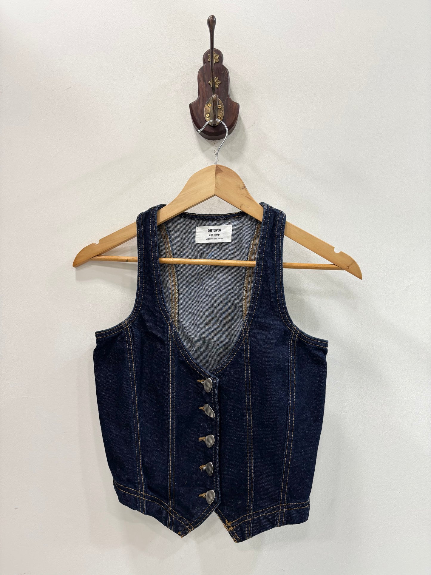 Vintage denim low v-neck vest