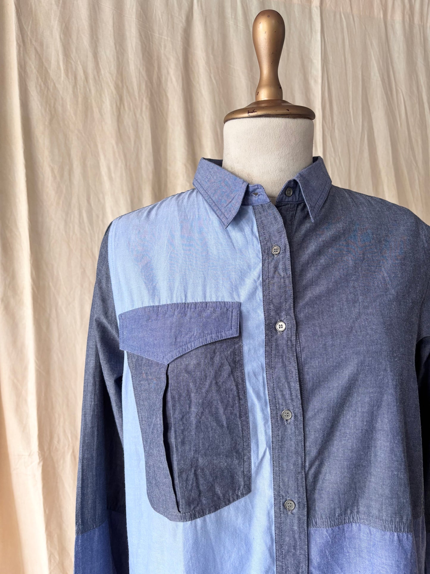 Patched denim shirt