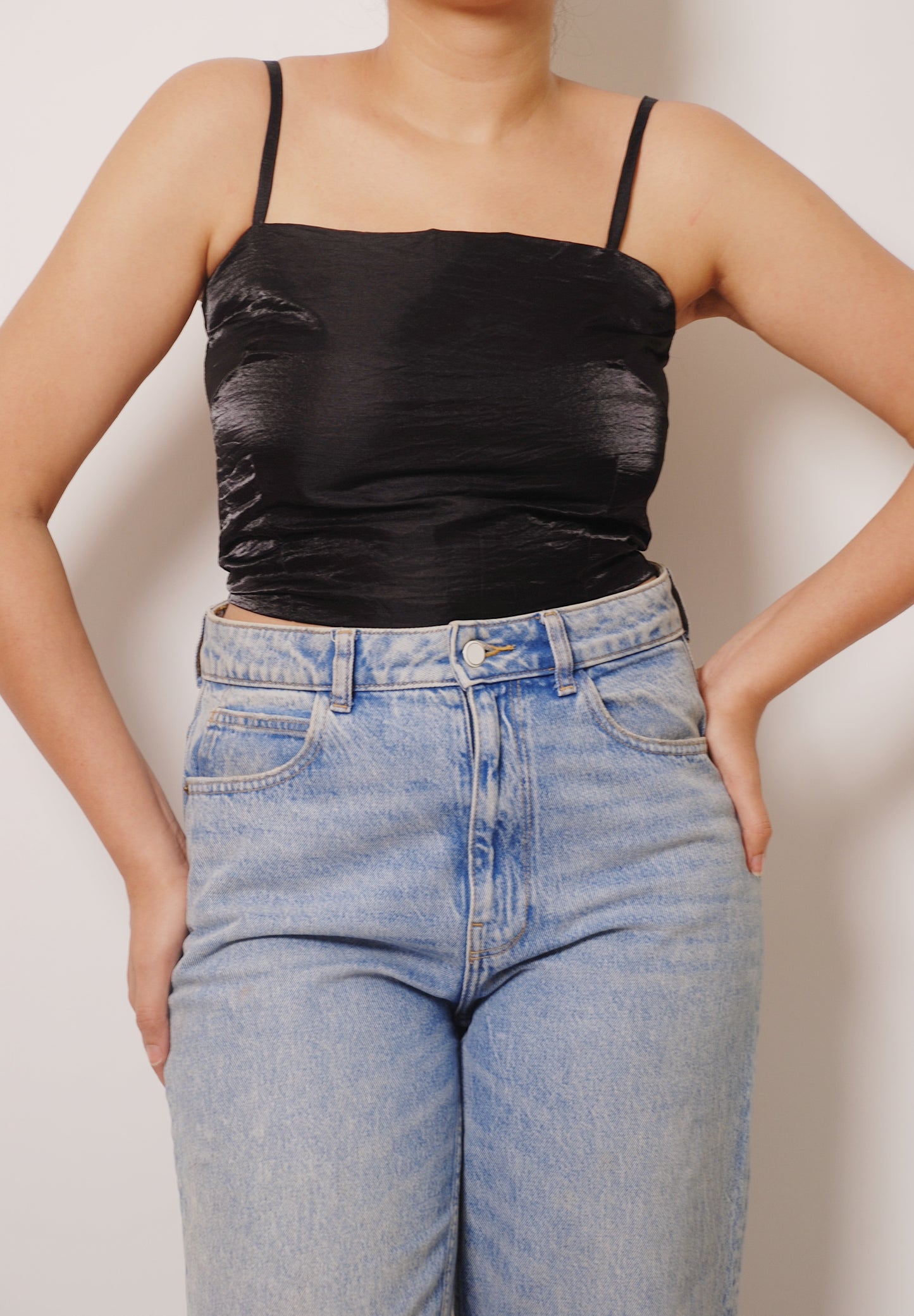 Metallic black cropped top