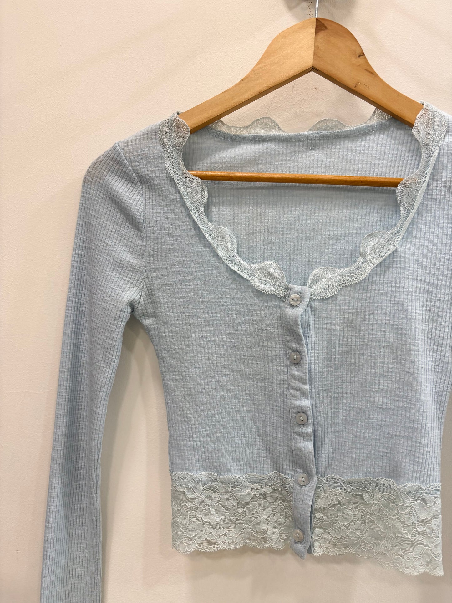 Powder blue laced top