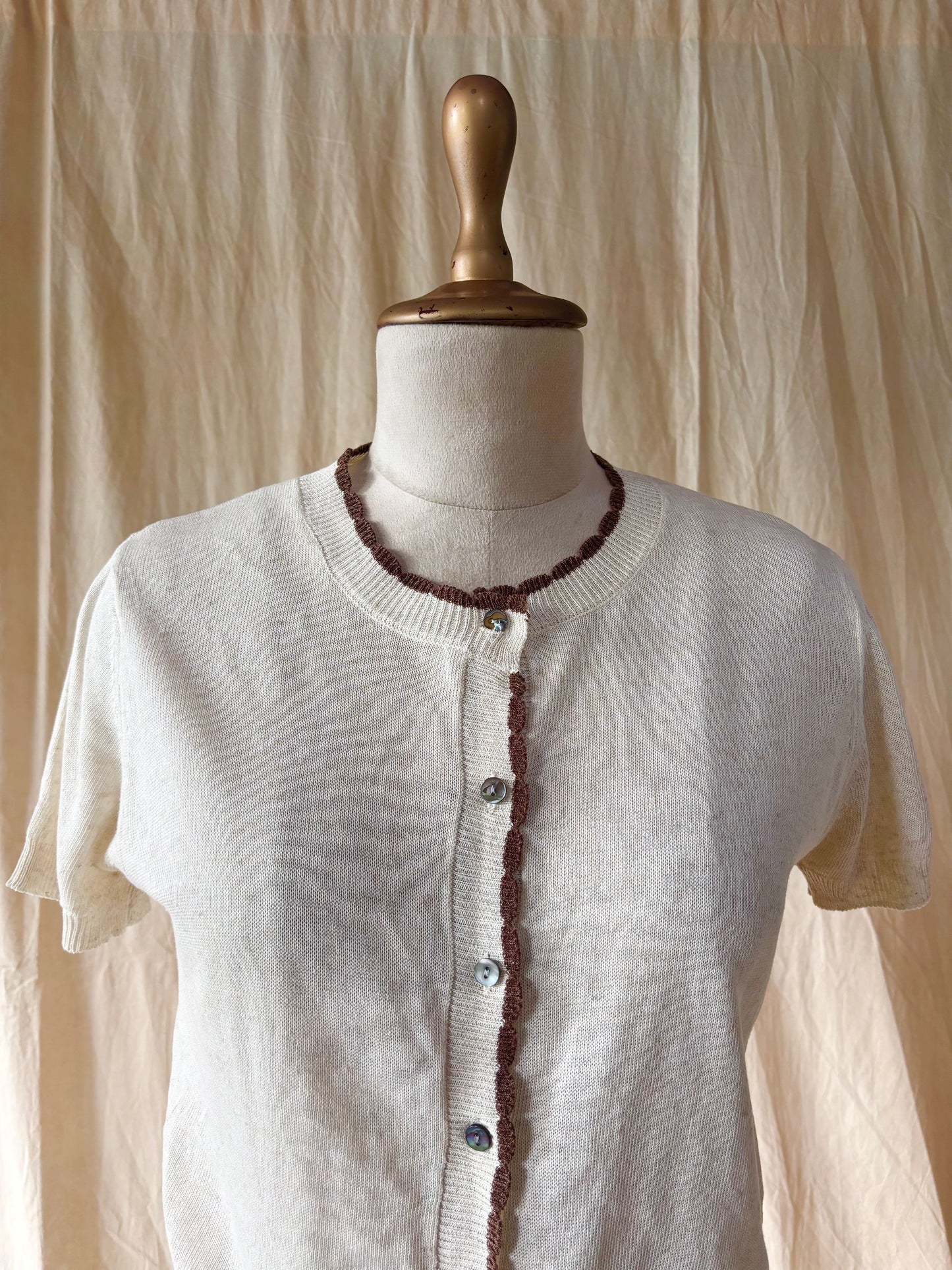 Off white button up top