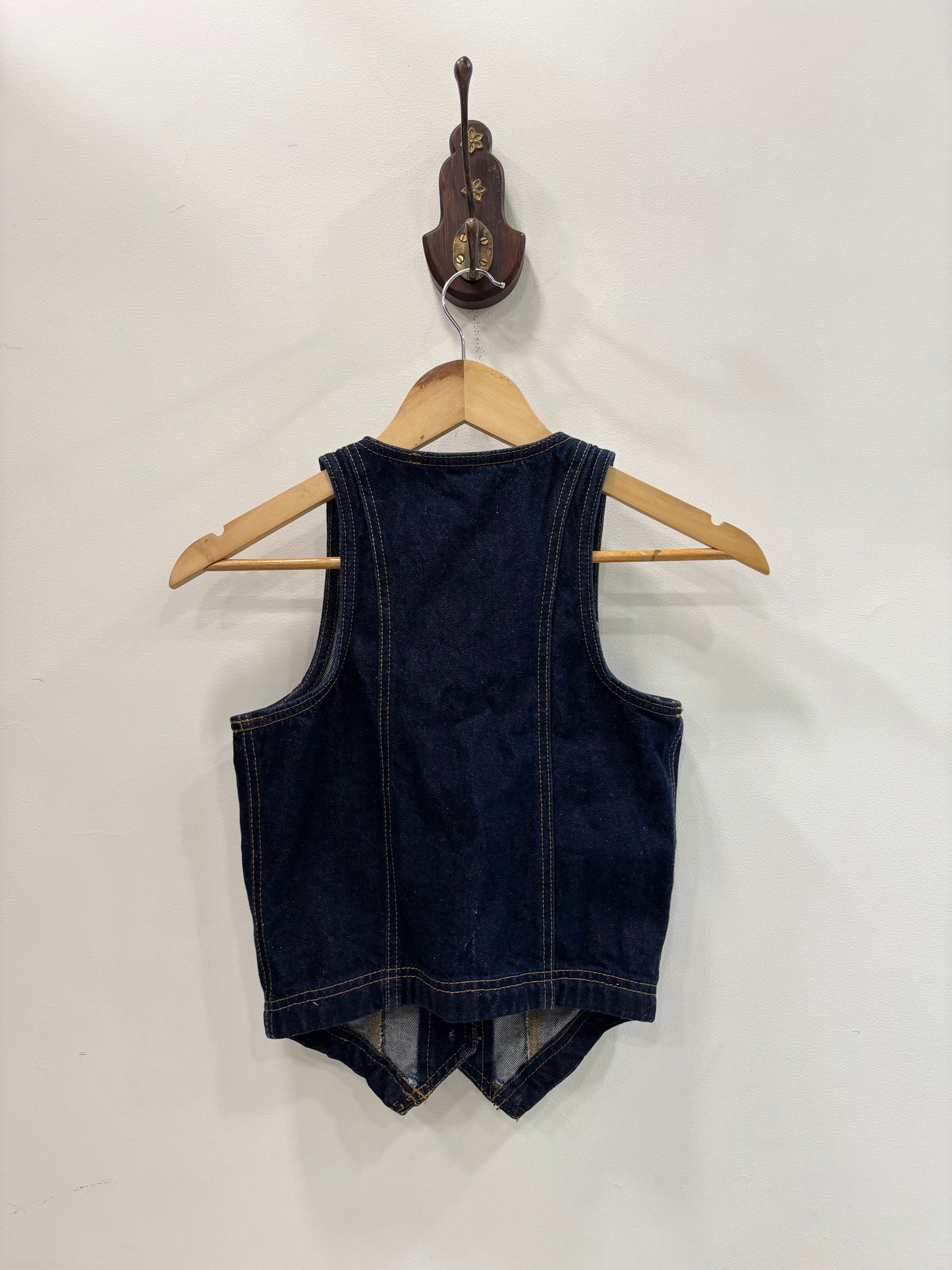 Vintage denim low v-neck vest