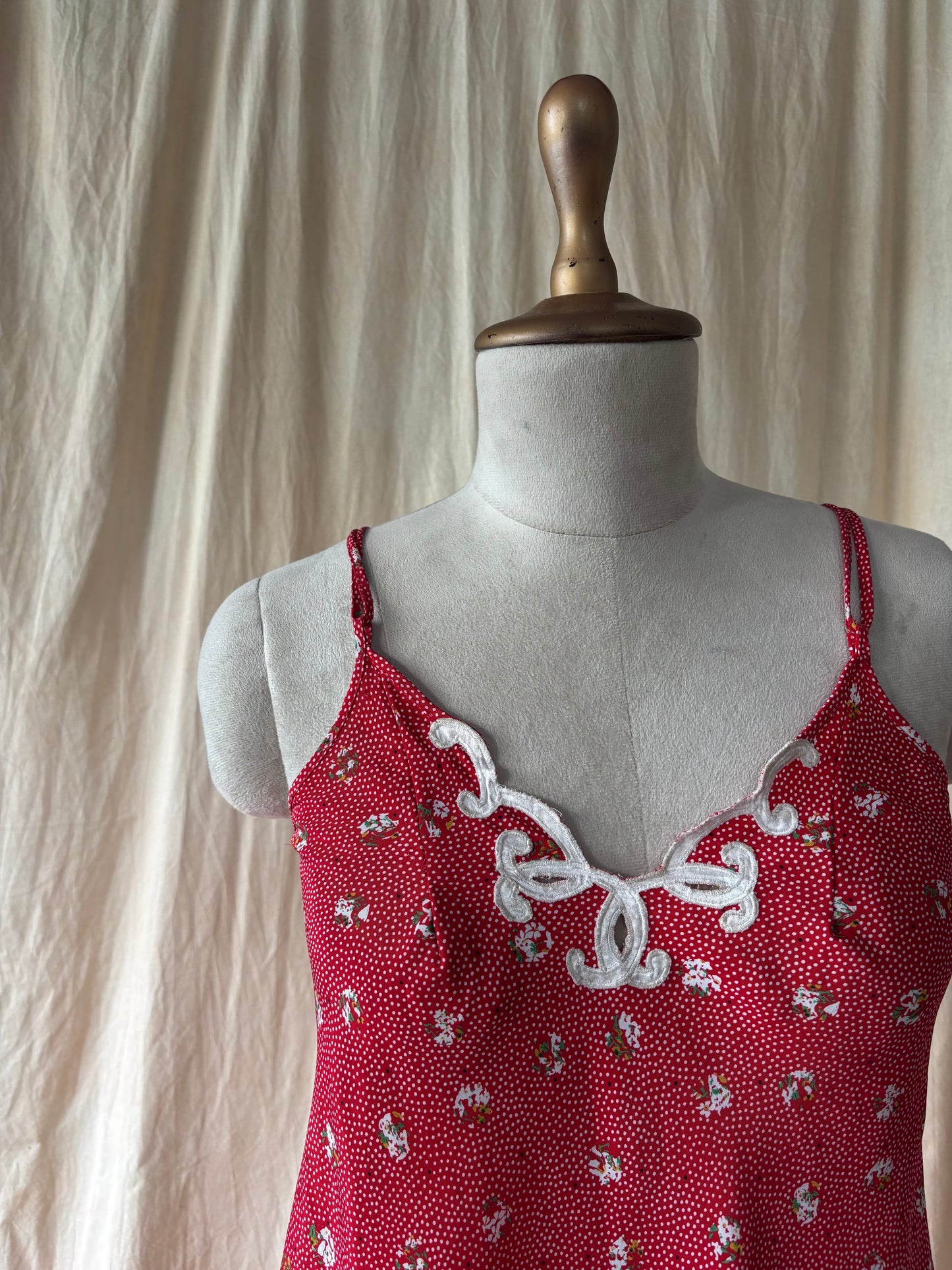 Red printed dress