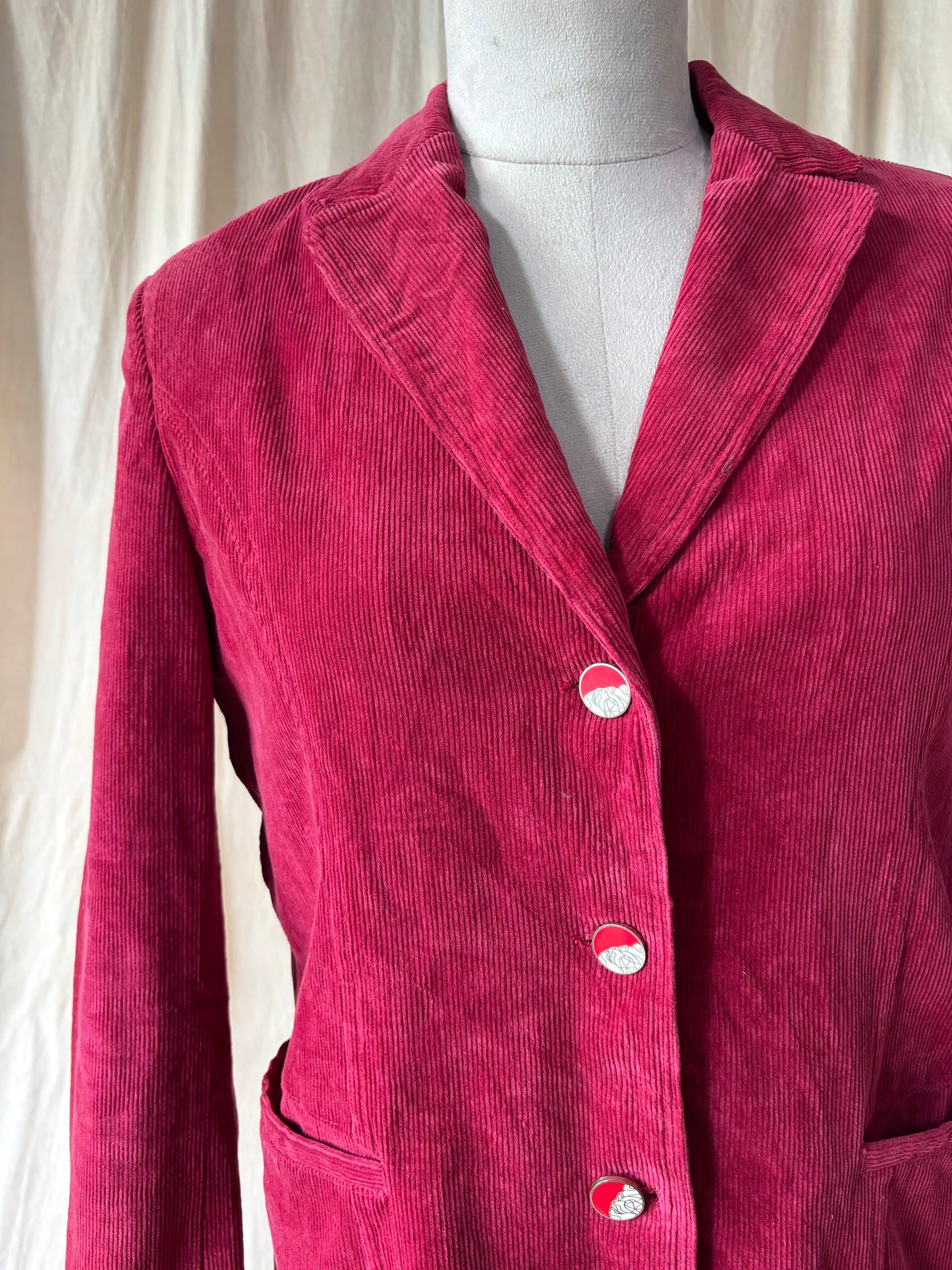Vintage maroon corduroy blazer with ornamental buttons