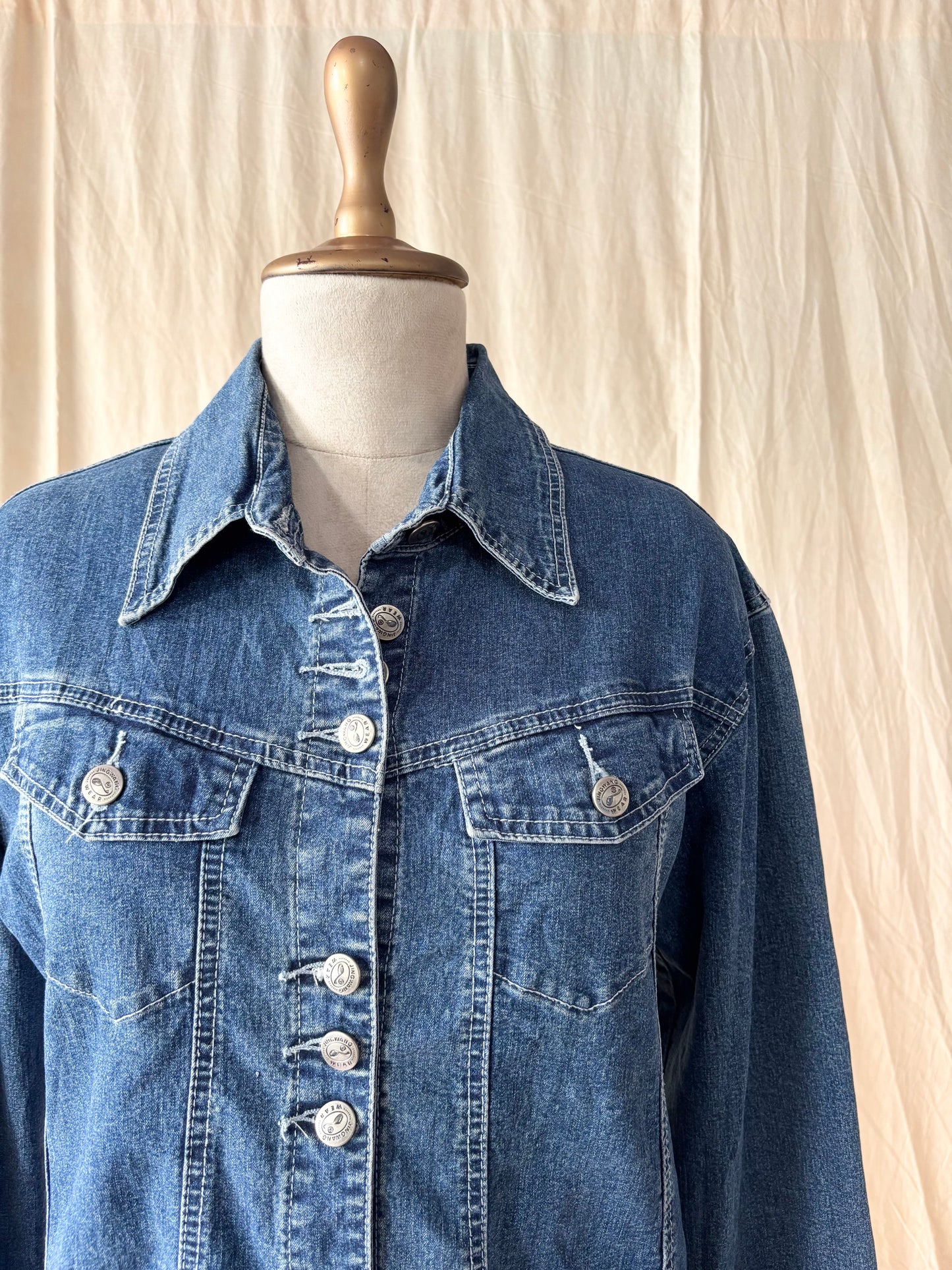Blue denim metal button jacket