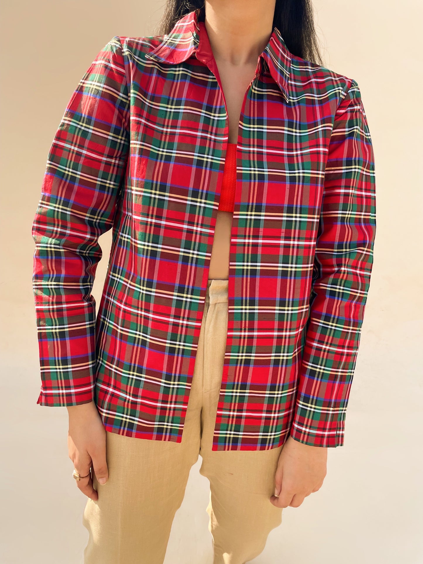 Vintage 90’s red checkered structured jacket