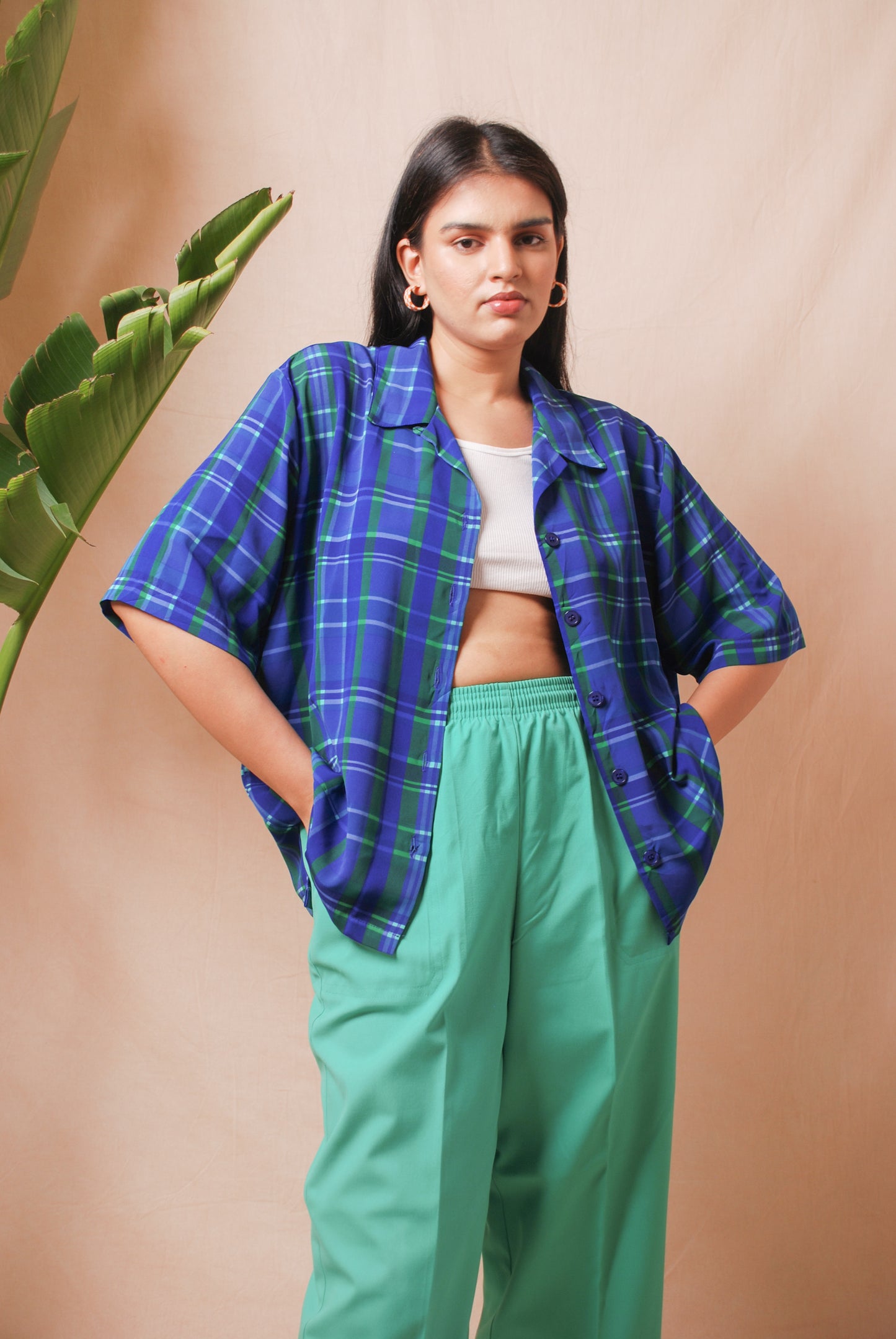 Vintage bright green straight fit pants