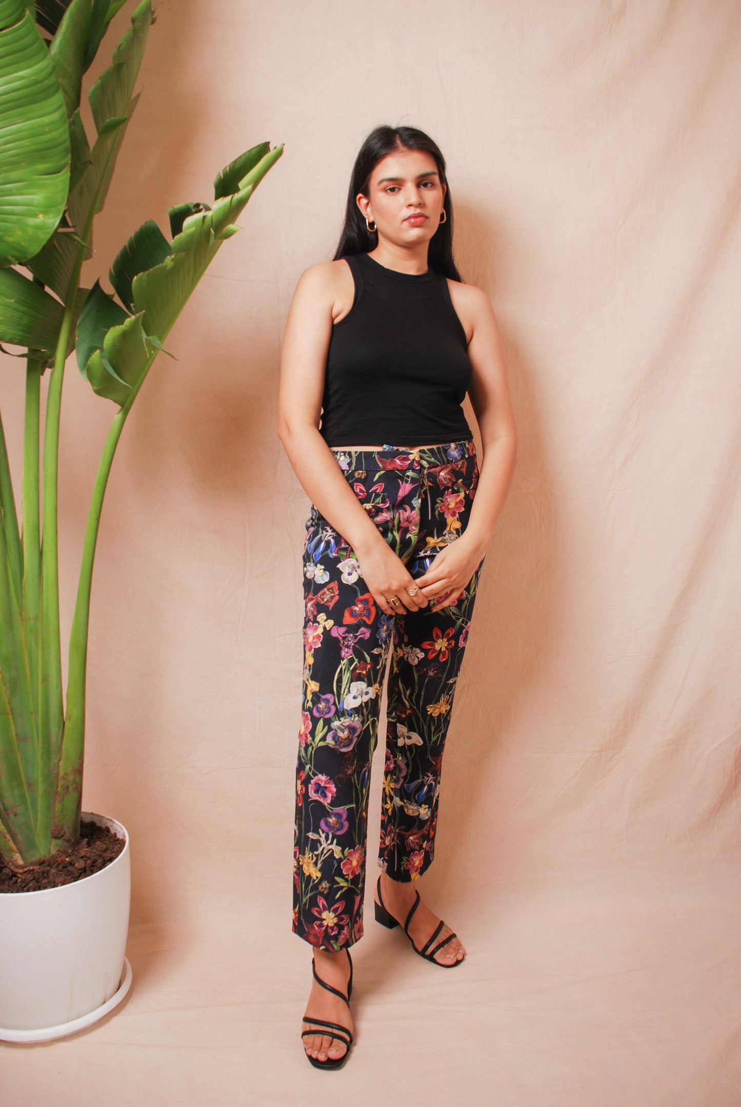 Multicolor floral straight fit pants