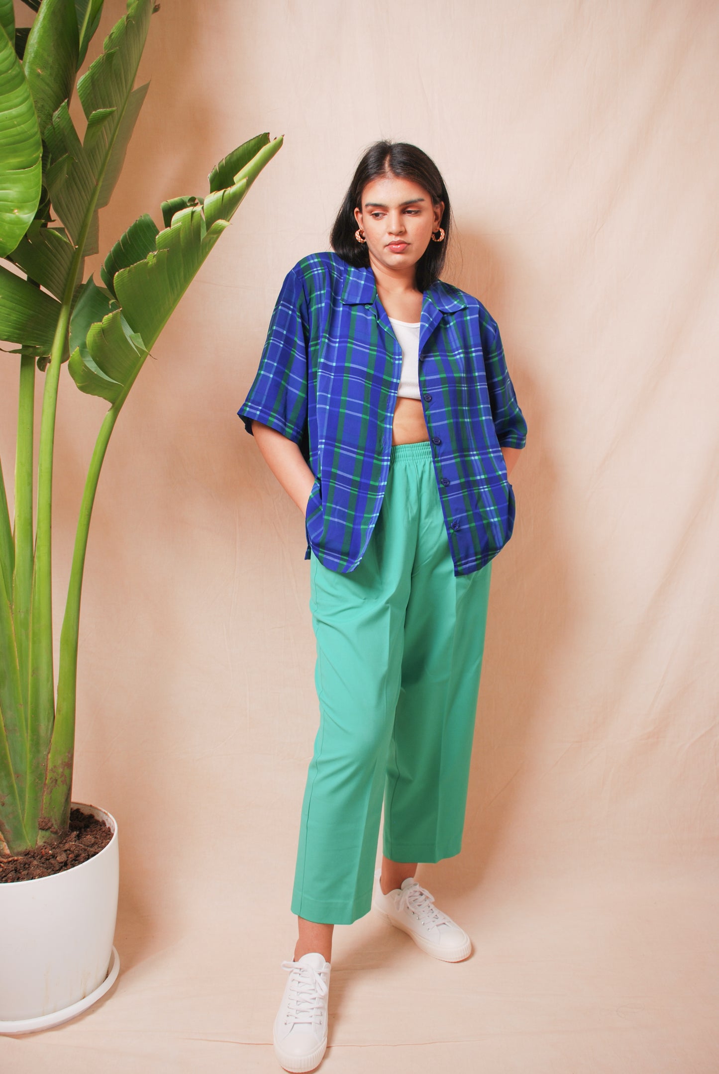 Vintage bright green straight fit pants