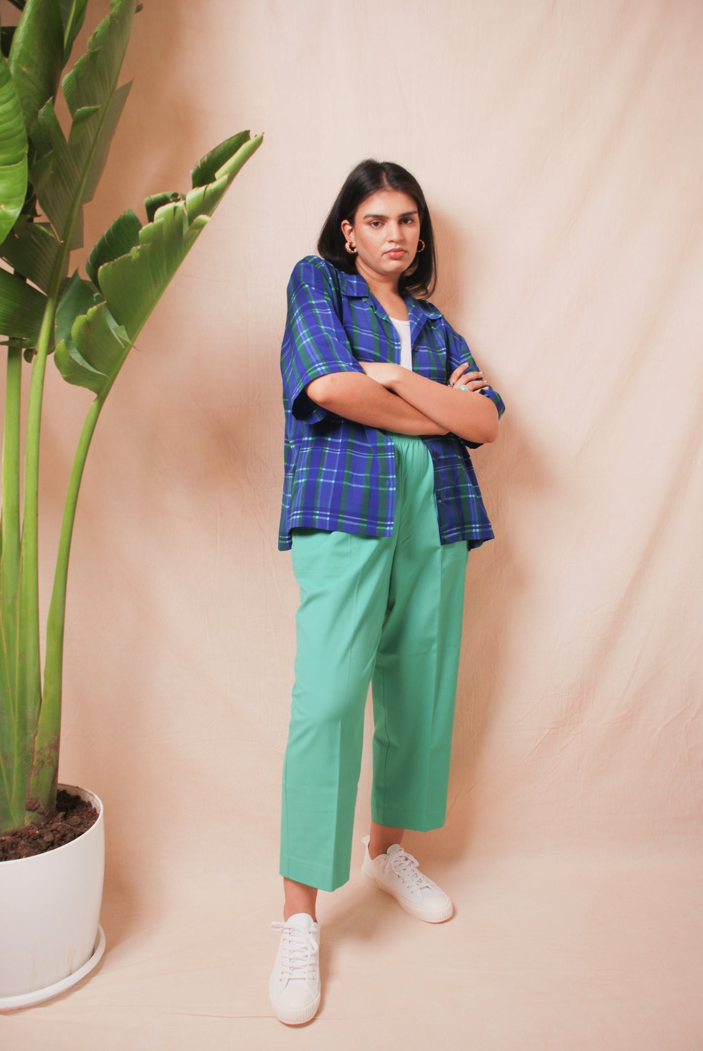 Vintage bright green straight fit pants