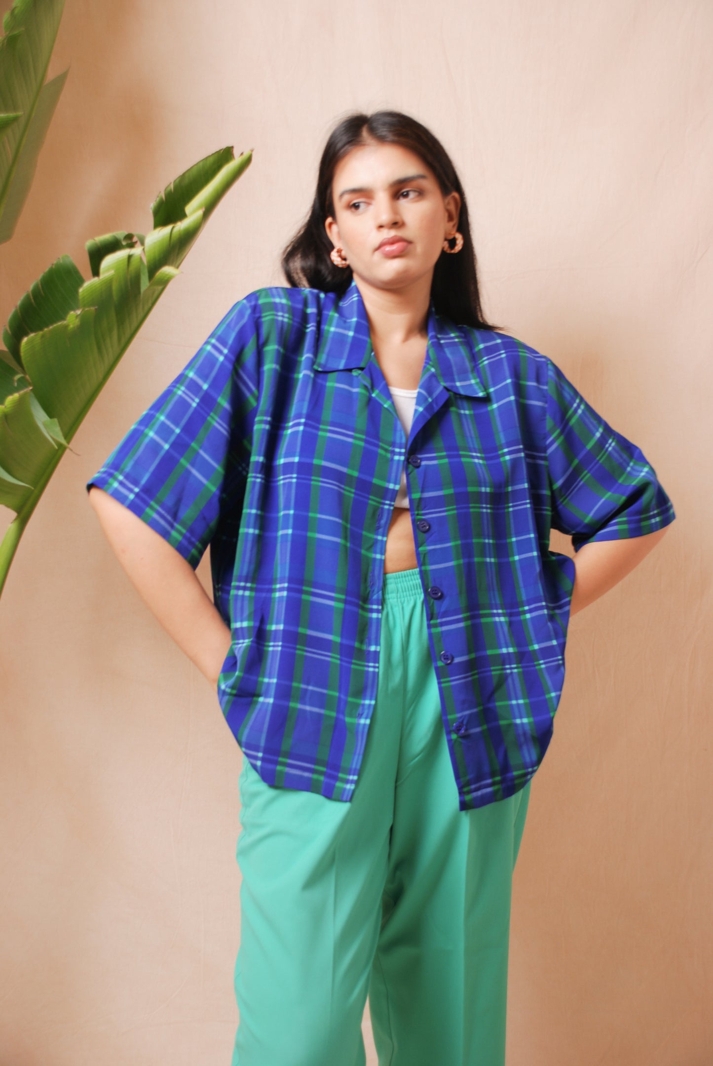 Vintage bright green straight fit pants