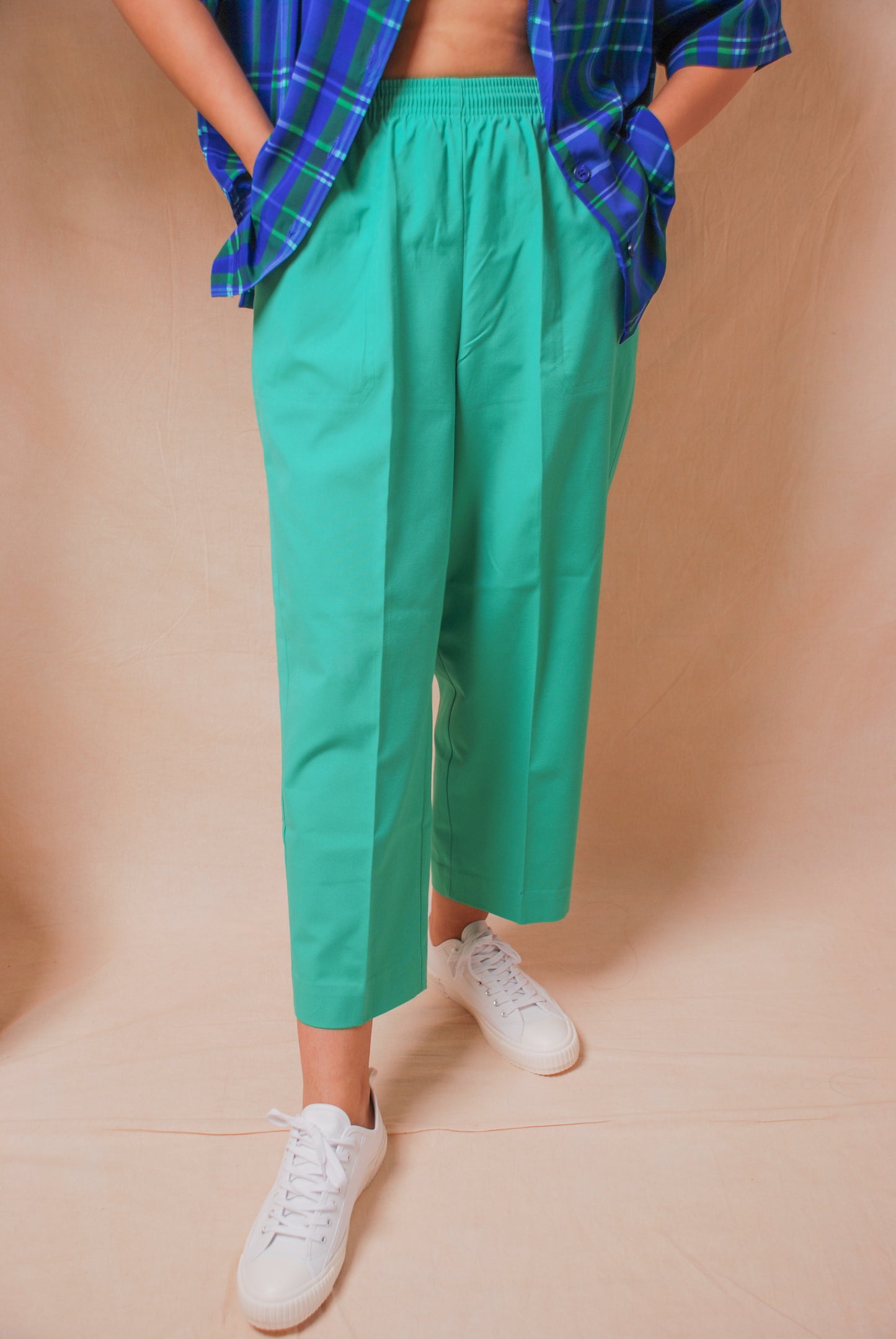 Vintage bright green straight fit pants