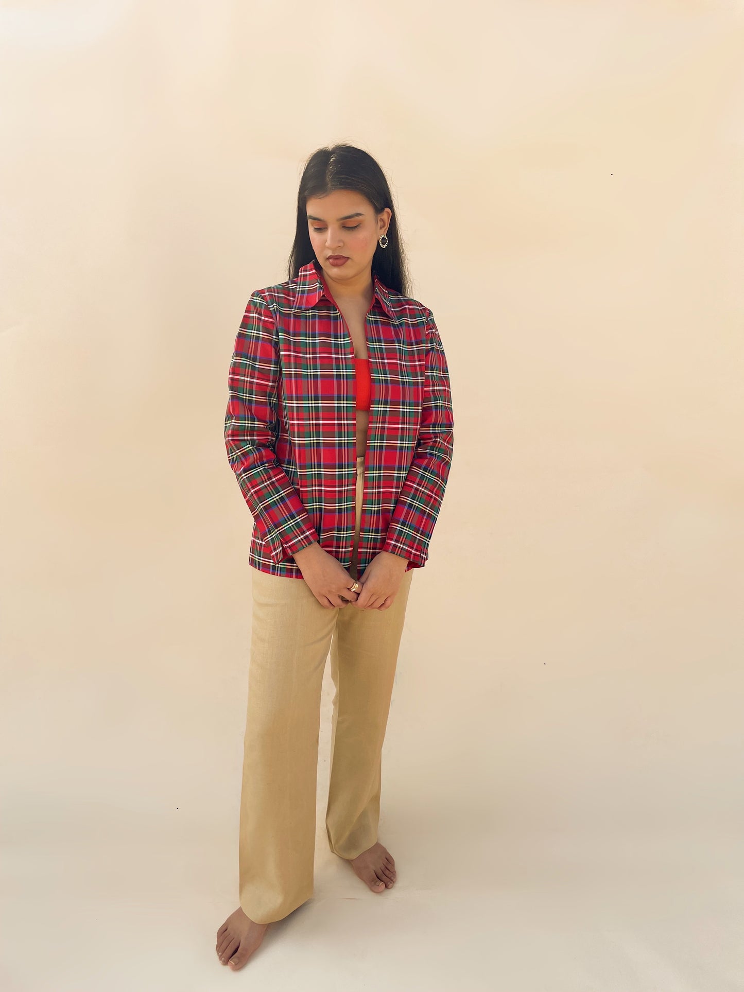 Vintage 90’s red checkered structured jacket