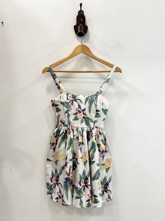 White floral fit-flare dress