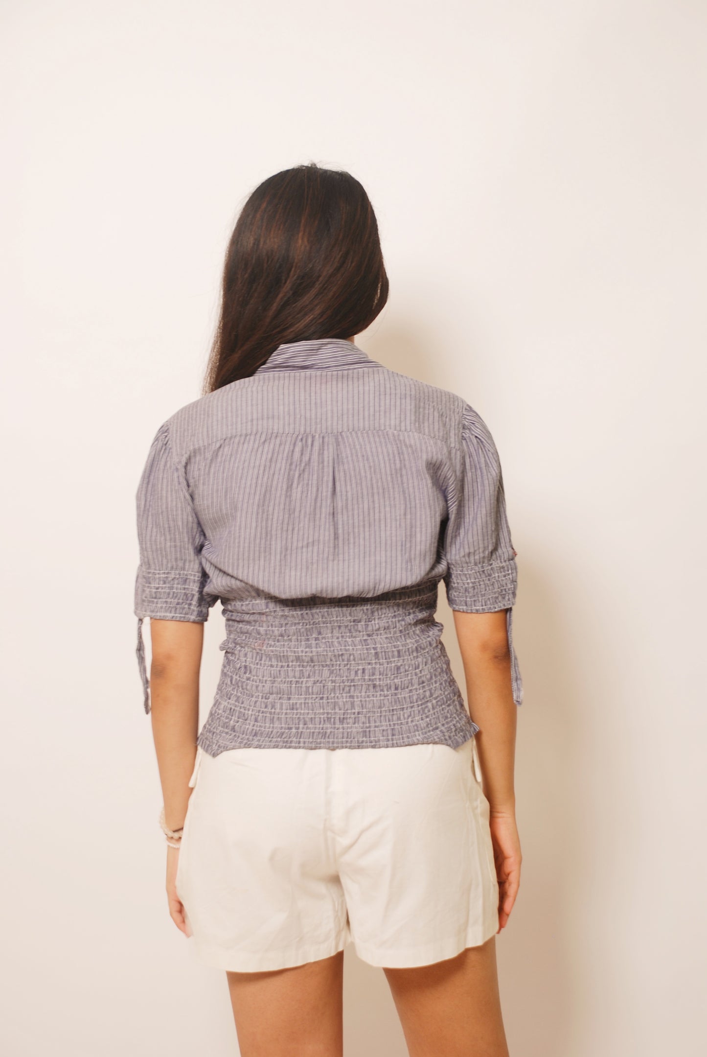 White & blue stripped cotton top