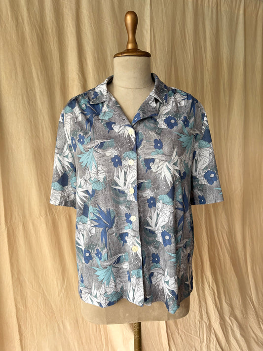 Blue Tropical printed shirt
