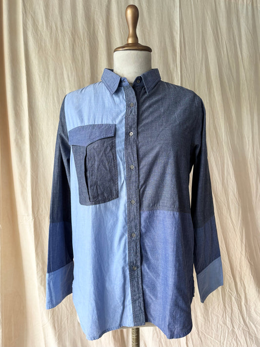 Patched denim shirt