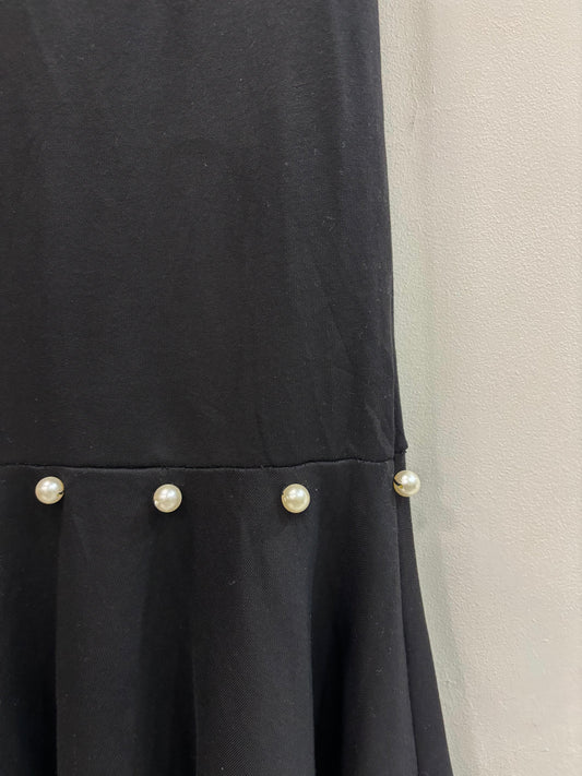 Black midi skirt with pearl detail