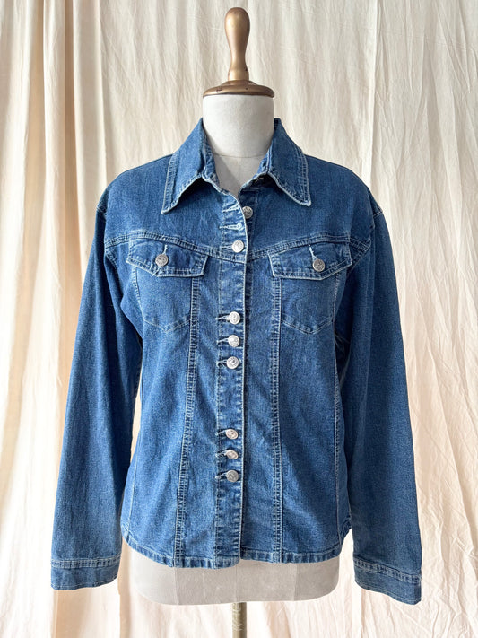 Blue denim metal button jacket