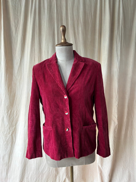 Vintage maroon corduroy blazer with ornamental buttons