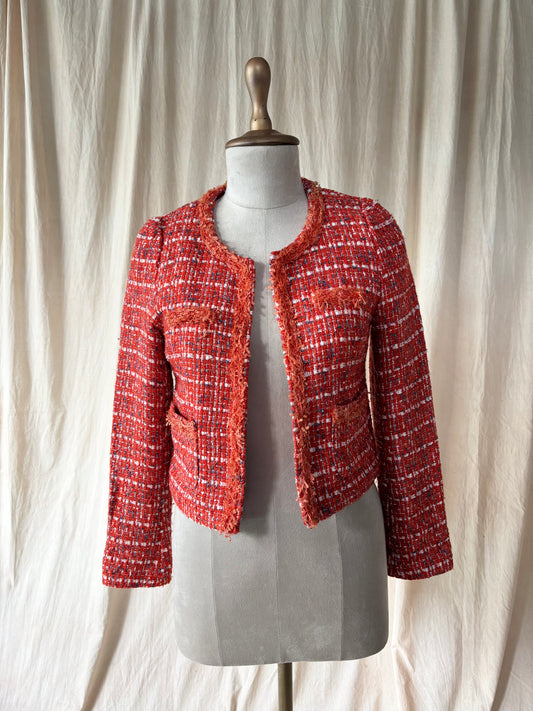 Vintage red textured tweed jacket