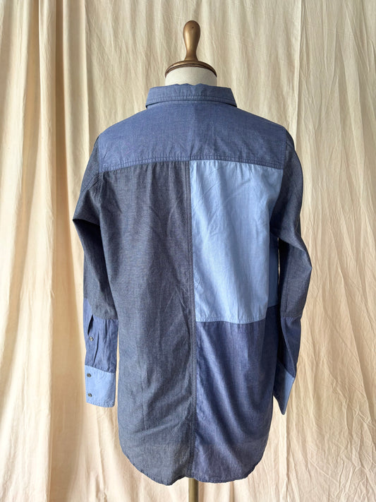 Patched denim shirt
