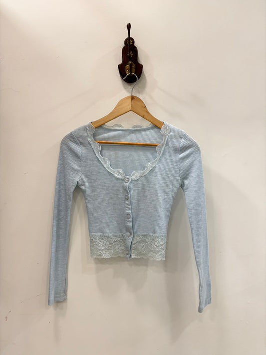 Powder blue laced top