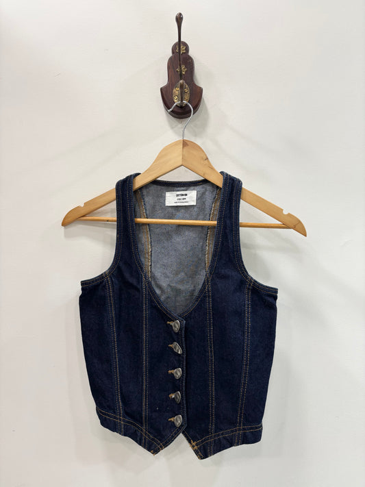 Vintage denim low v-neck vest