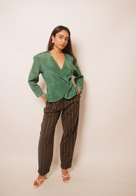 Metallic green vintage fit blazer