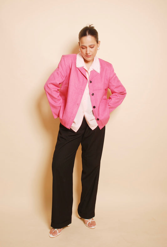 Vintage pink textured blazer