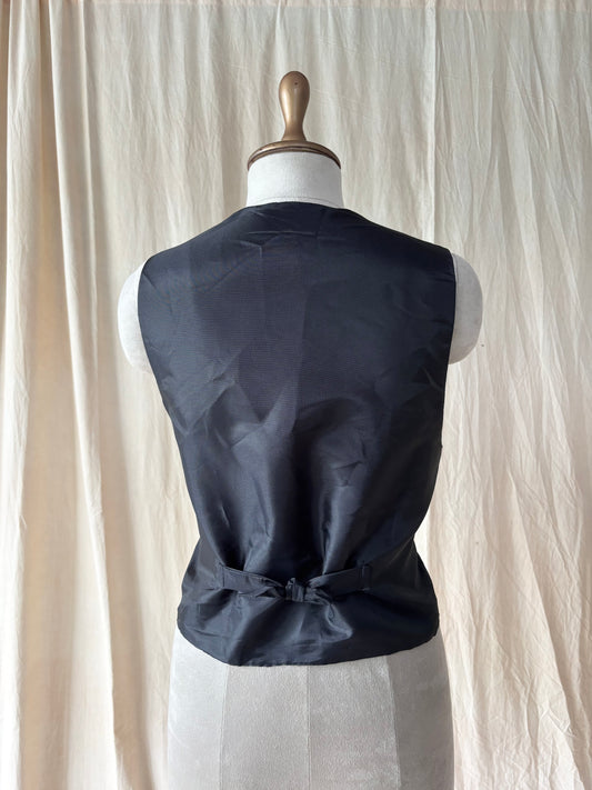 Brown checks vest with ornamental buttons