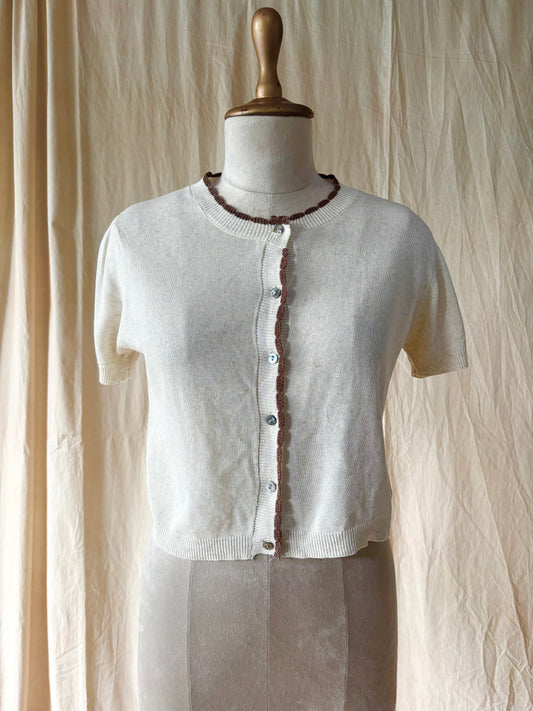 Off white button up top