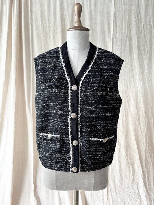 Vintage black textured vest