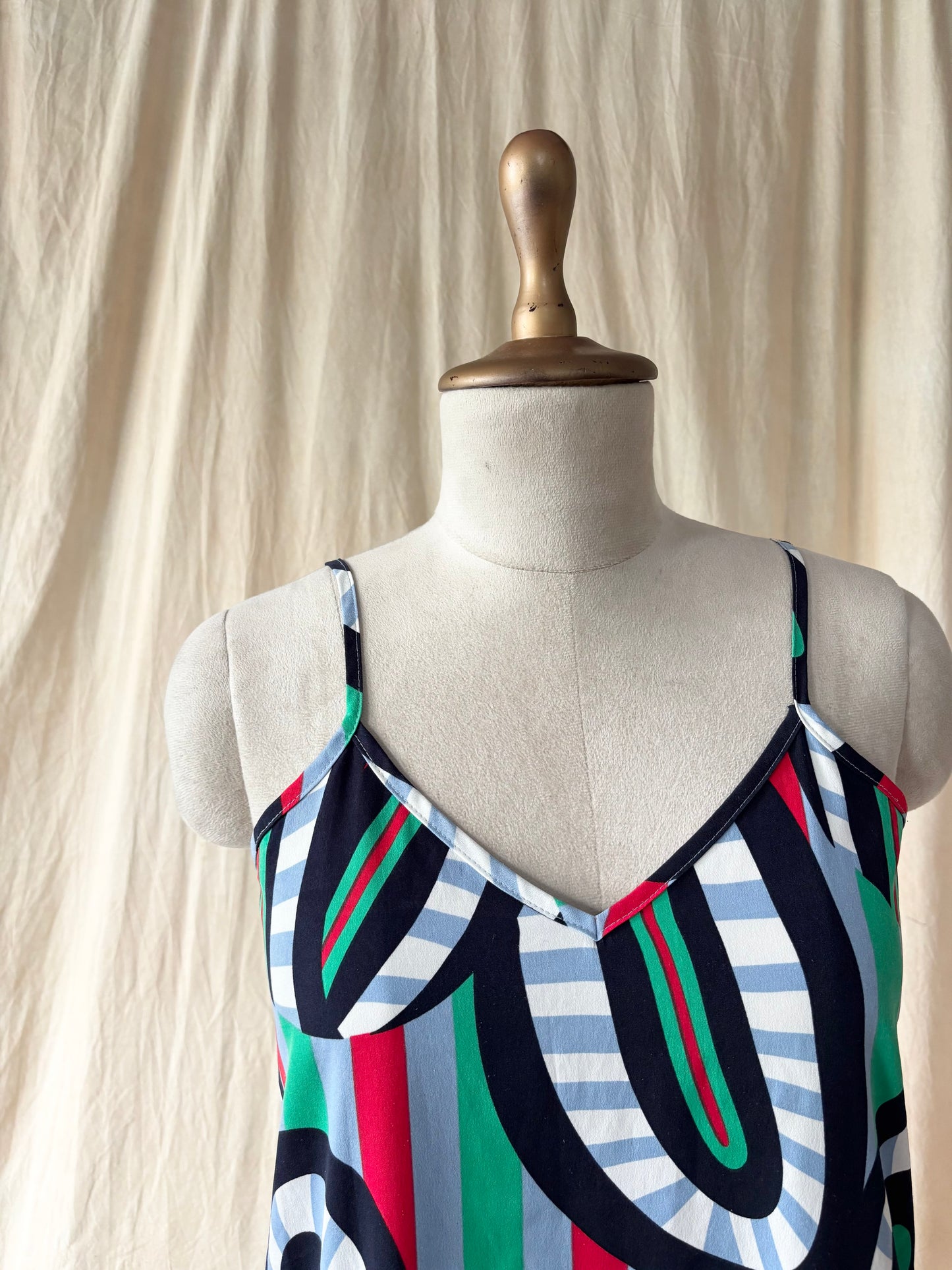 Striped printed midi dress