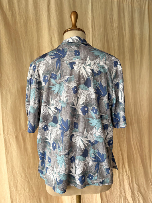 Blue Tropical printed shirt