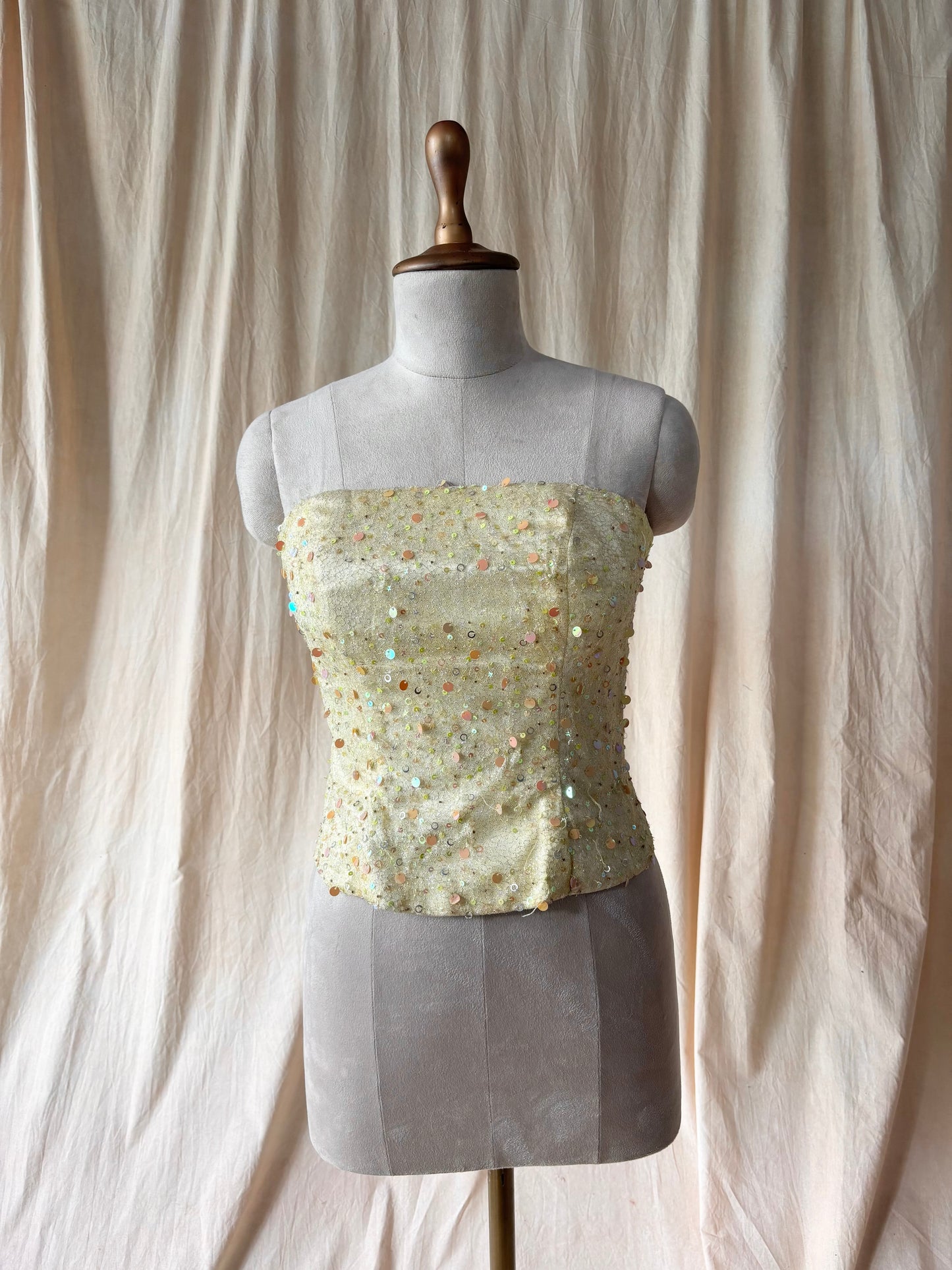 Vintage yellow sequence corset
