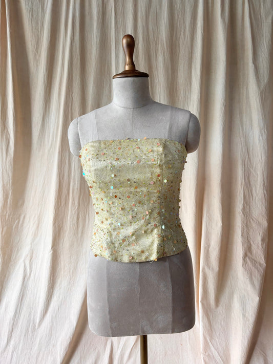 Vintage yellow sequence corset