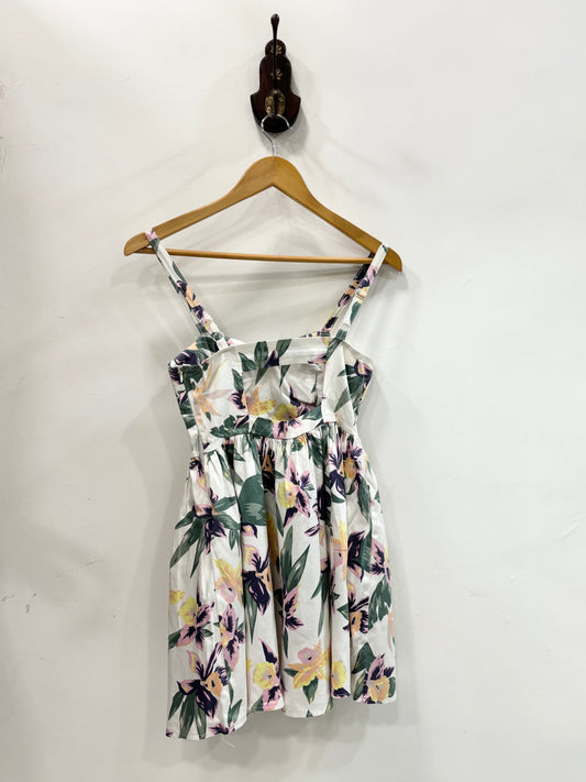 White floral fit-flare dress