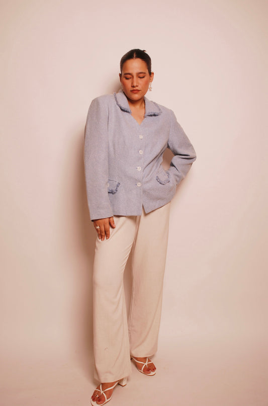 Vintage light blue woven blazer