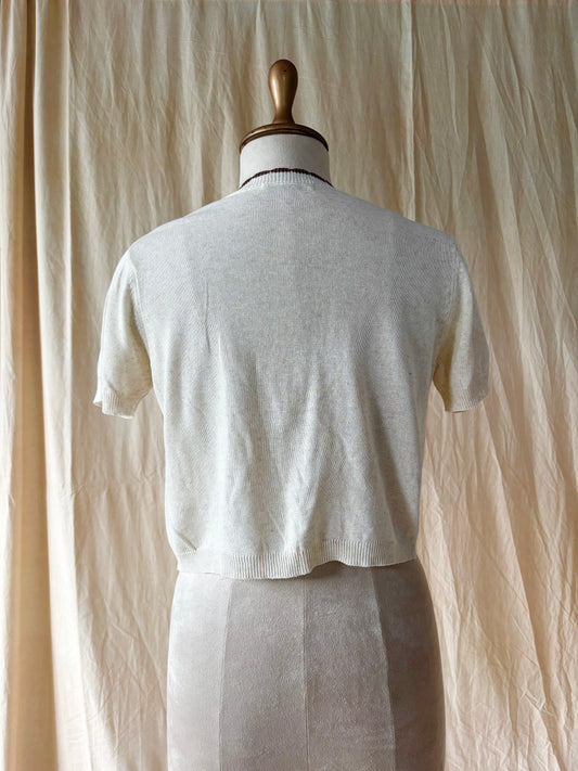Off white button up top