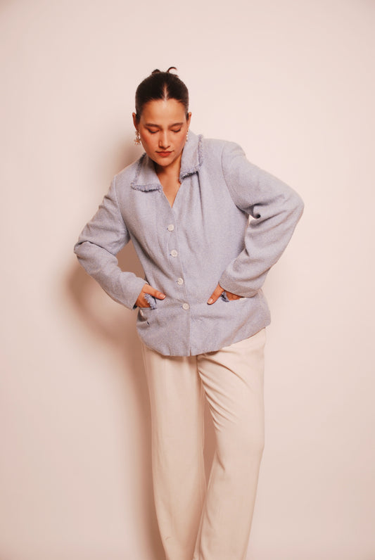 Vintage light blue woven blazer