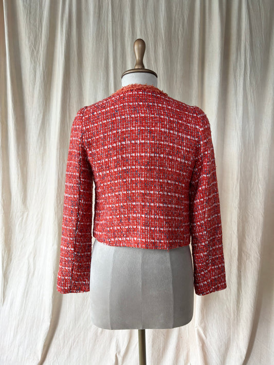 Vintage red textured tweed jacket