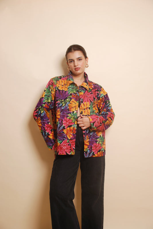 Vintage multicolour floral beaded jacket